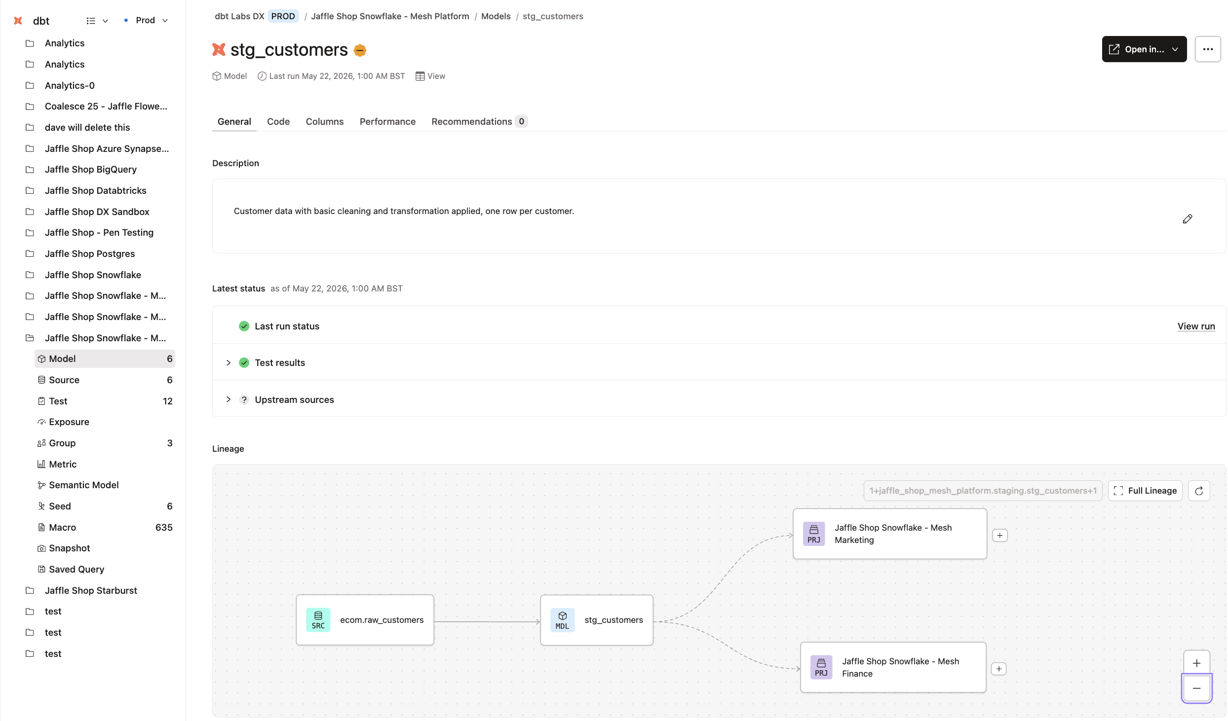 View your model's documentation and lineage in Catalog.